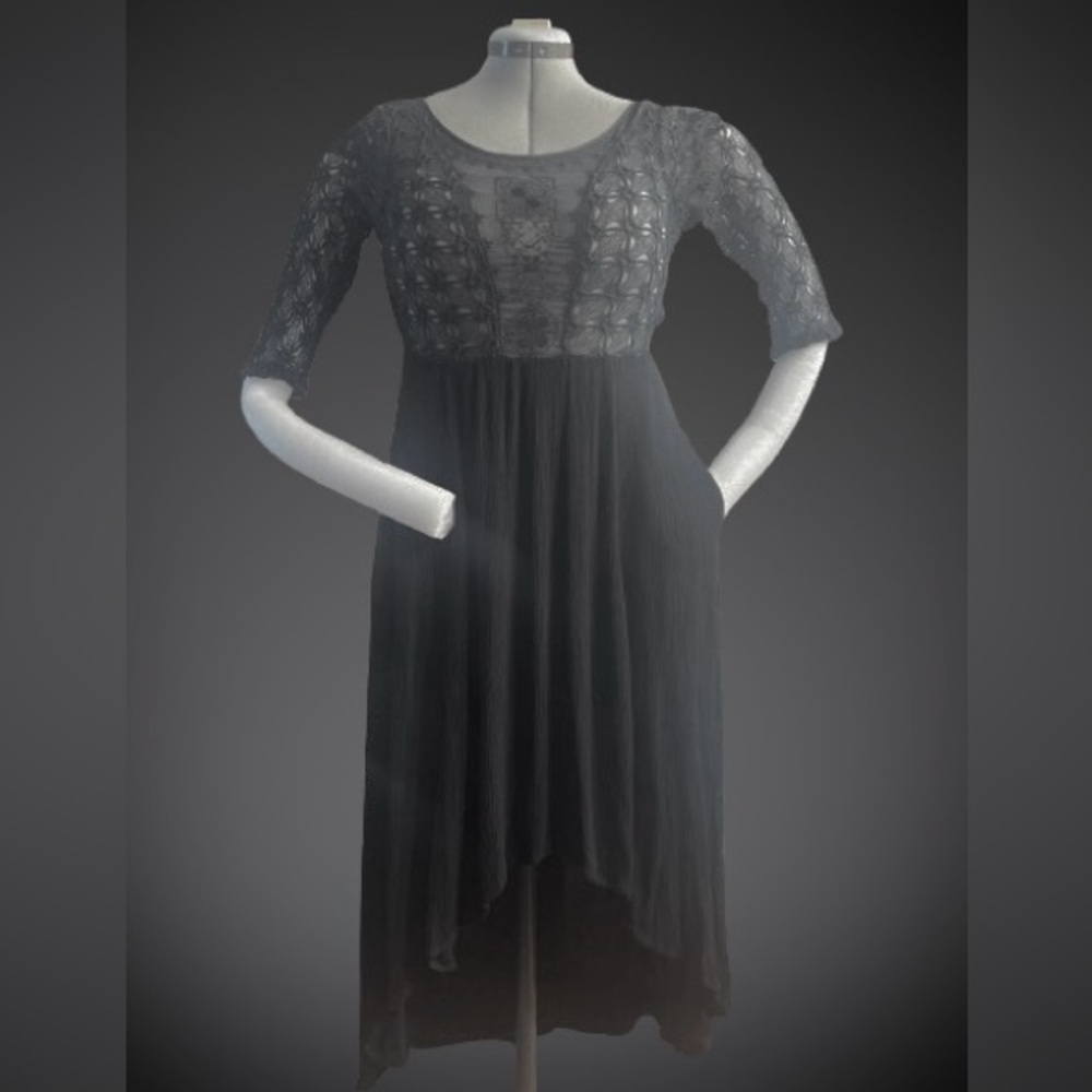 Free People gauze/chiffon/crocheted boho dress sz 4